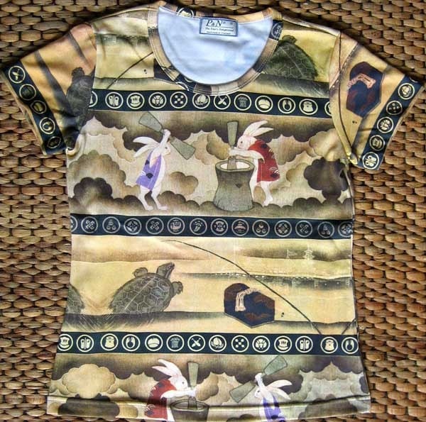 Japanese Usagi Folklore Handprinted Ukiyoe Cap Sleeve Art Shirt S-L FREE SHIPPING by ethaibid