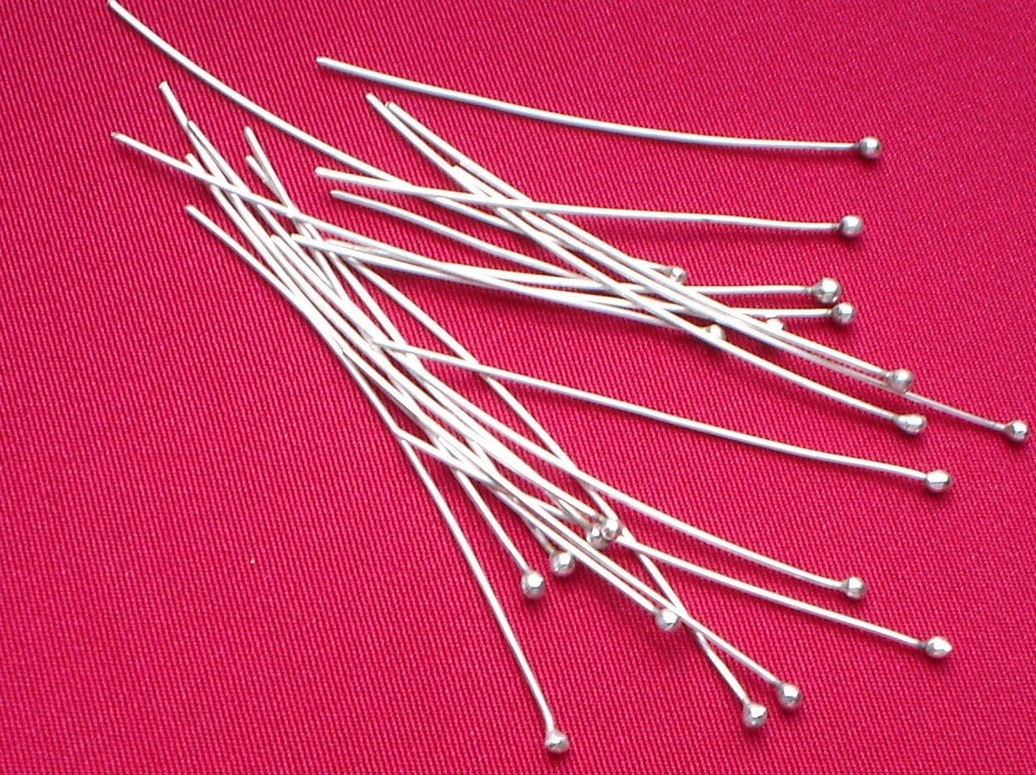 50 sterling silver handmade headpins with bead tip