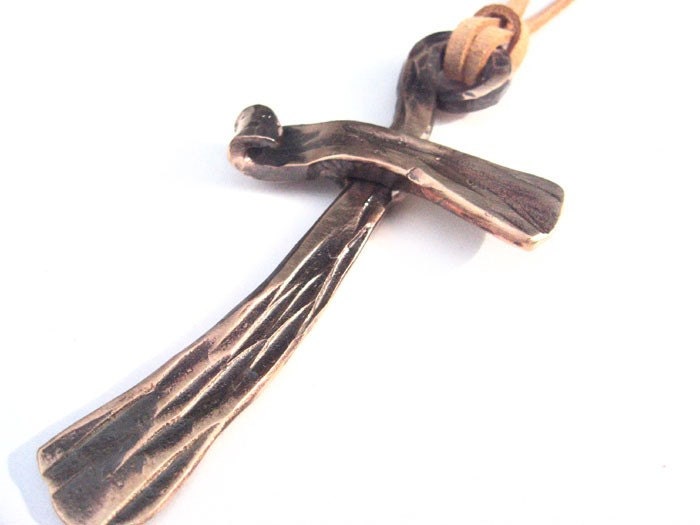 Handforged Solid Bronze Cross Pendant  
