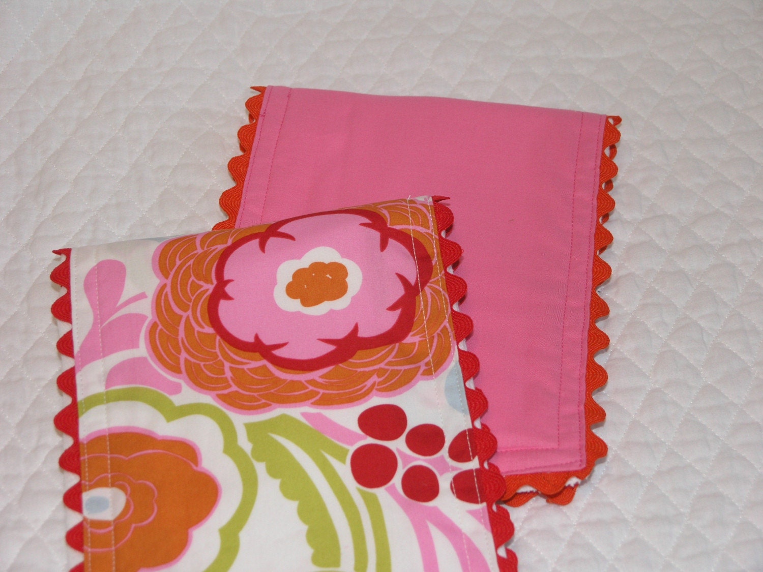 Mocca Floral and Pink Baby Diaper Burp Cloths