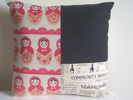 matryoshka dolls patchwork cushion cover - tuttifruiti (optional insert)