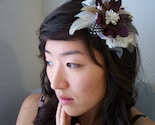 Feather and Flower Hairpiece - Silk, Chiffon, Lace, Bridal, Wedding, Accessory, Hair, Pin