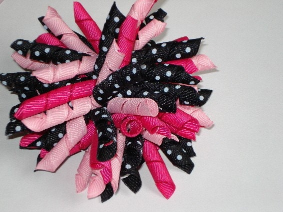 M2MG Tres Chic Pink and Black Korker Bow