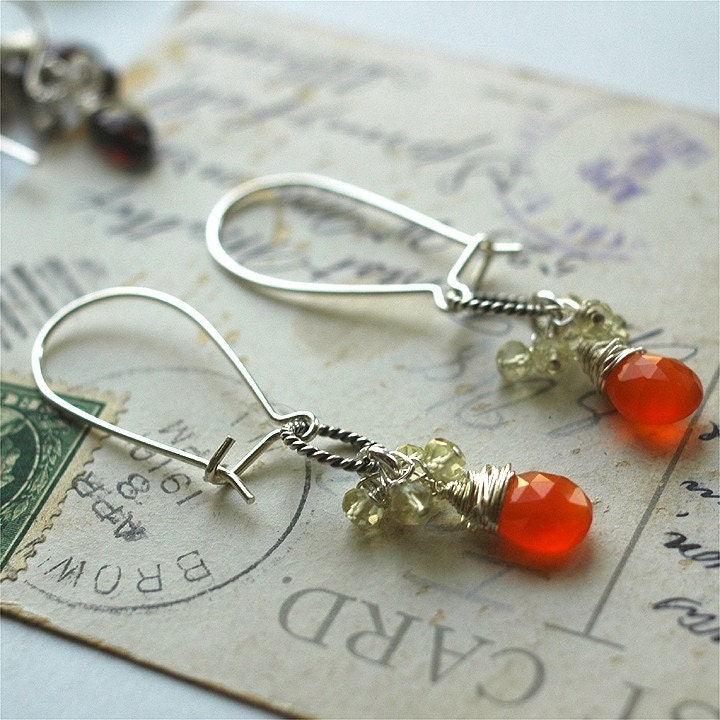 Fever or a flame - carnelian, lemon quatz and sterling earrings - bomba-luxe