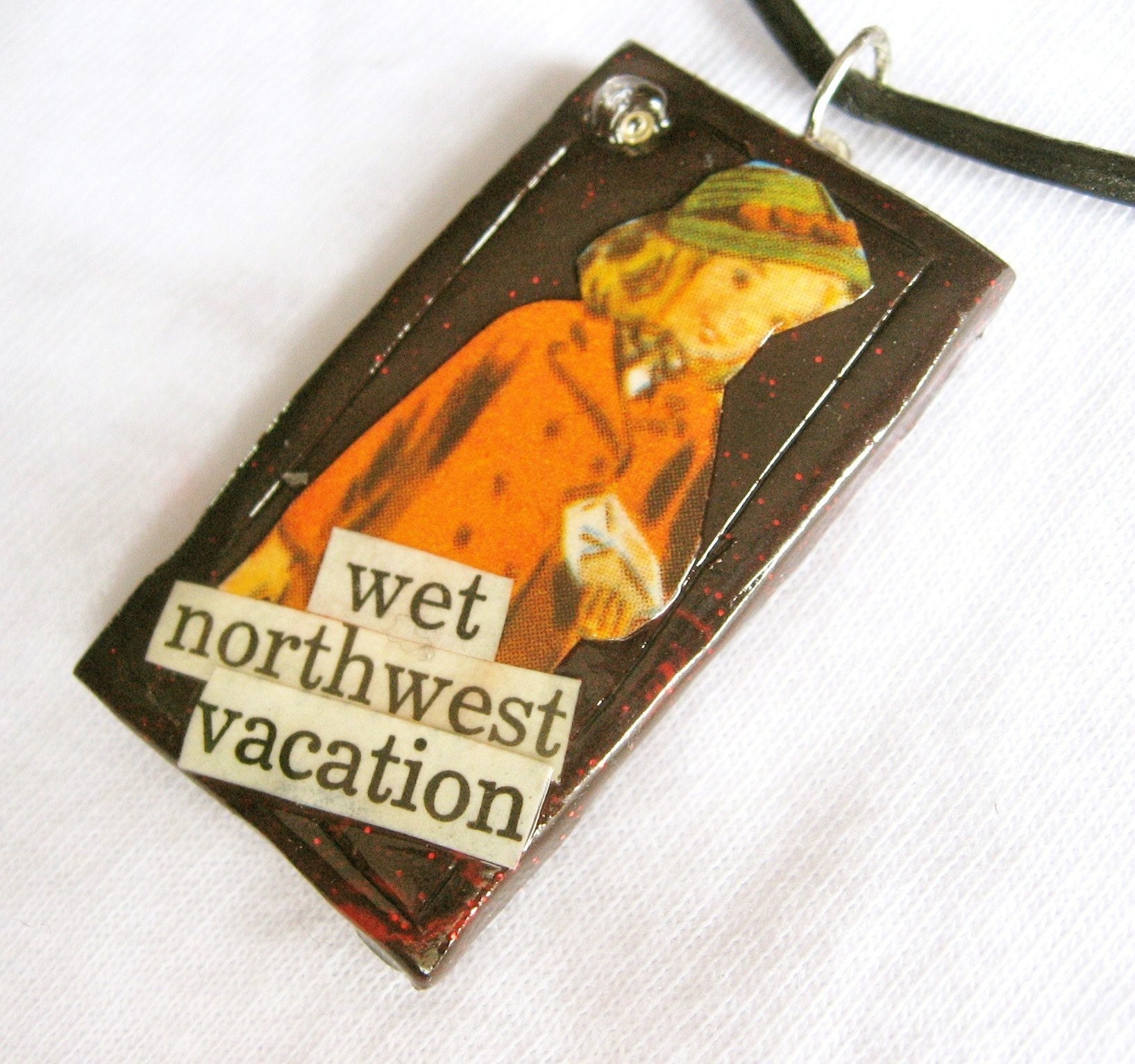 Wet Northwest Vacation pendant (on leather cord)