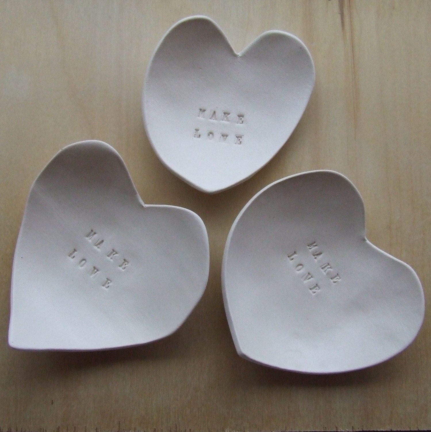 MAKE LOVE heart shaped tiny text bowl