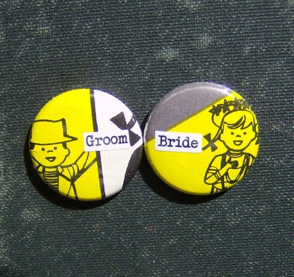 bride and groom-1 Inch Button Duo