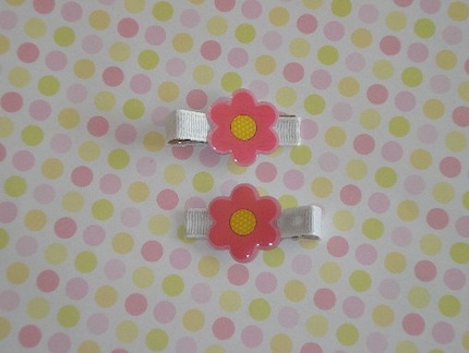 Springtime Pink Flower Hair Clips-Limited Edition-Tween or Child