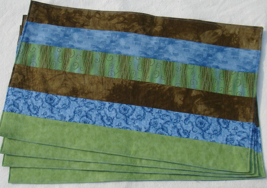 Etsy Earth Blue Green Brown Set of 4 Placemats blue sage green etsy