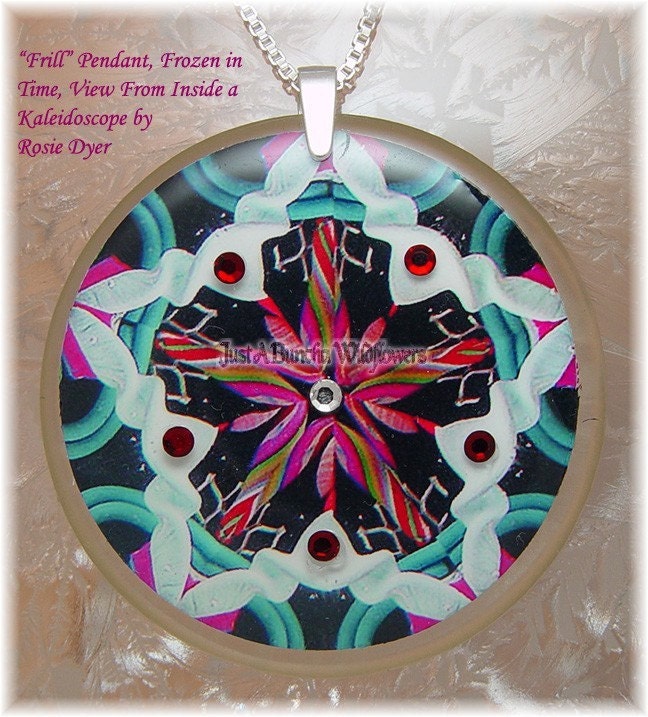 frozen in time colorful kaleidescope pendant