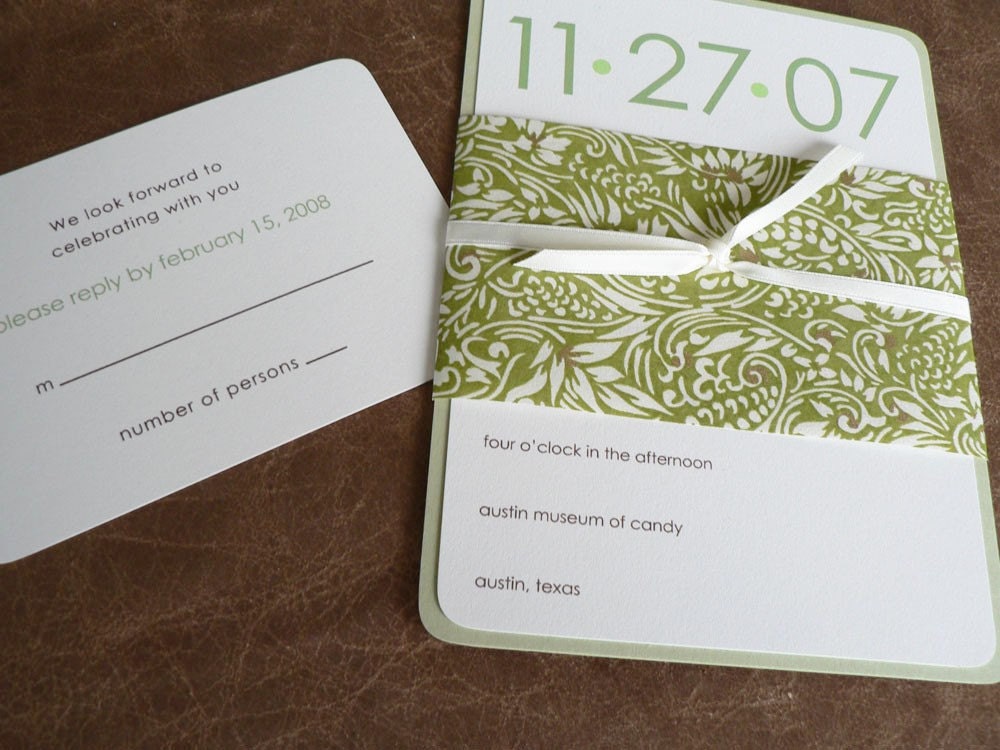 Wedding invitation set - Botanical Green and Ivory