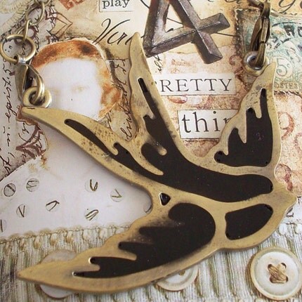 OOAK Swallow Hand Cast Resin Necklace