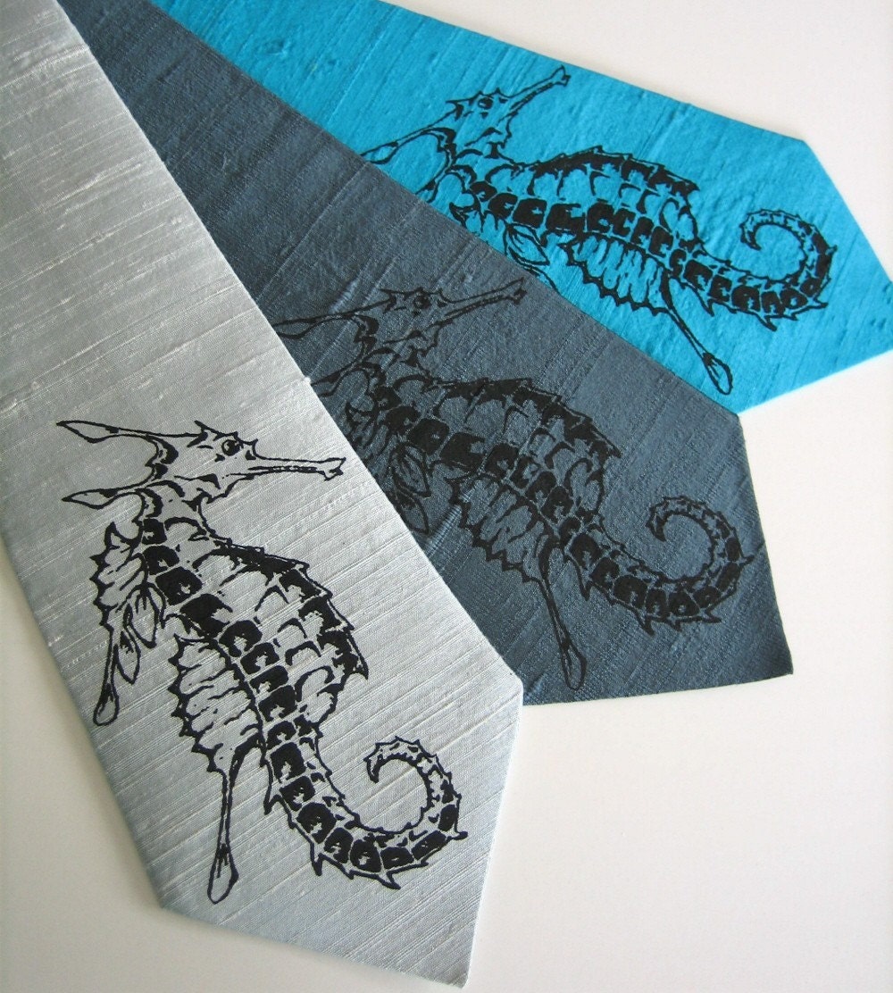 Seahorse Silk Tie   Choose Your Color