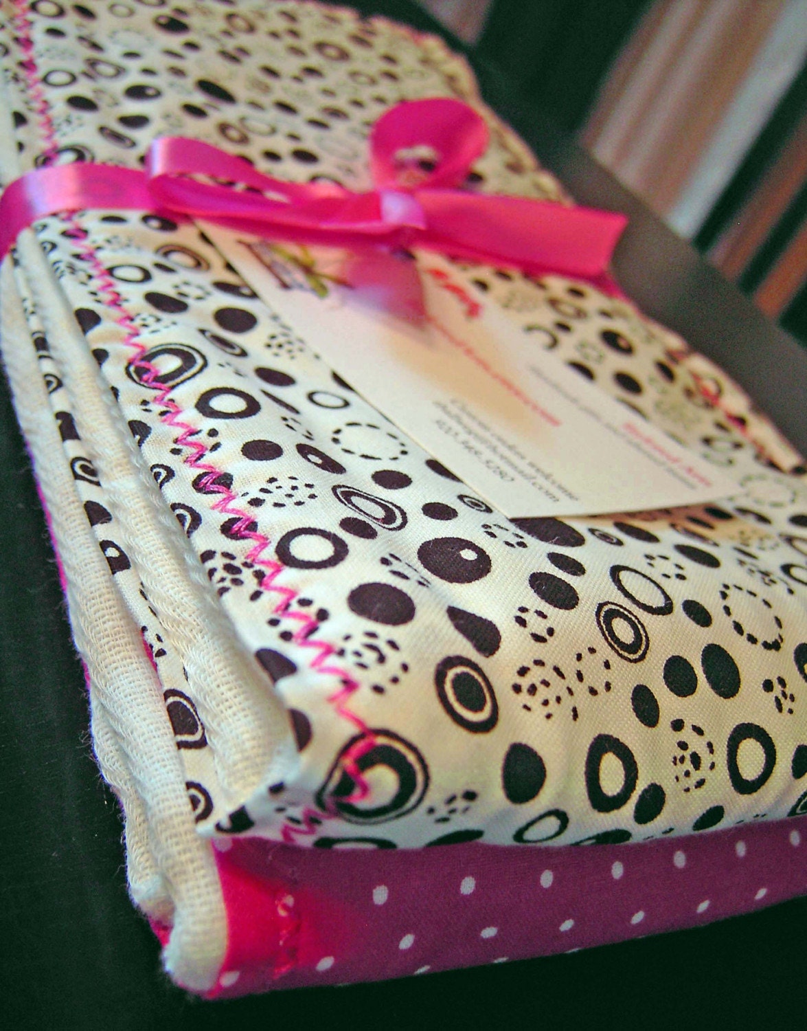 Glam Baby Burpies for the Modern Mommy hot pink and black polkadot burp cloths