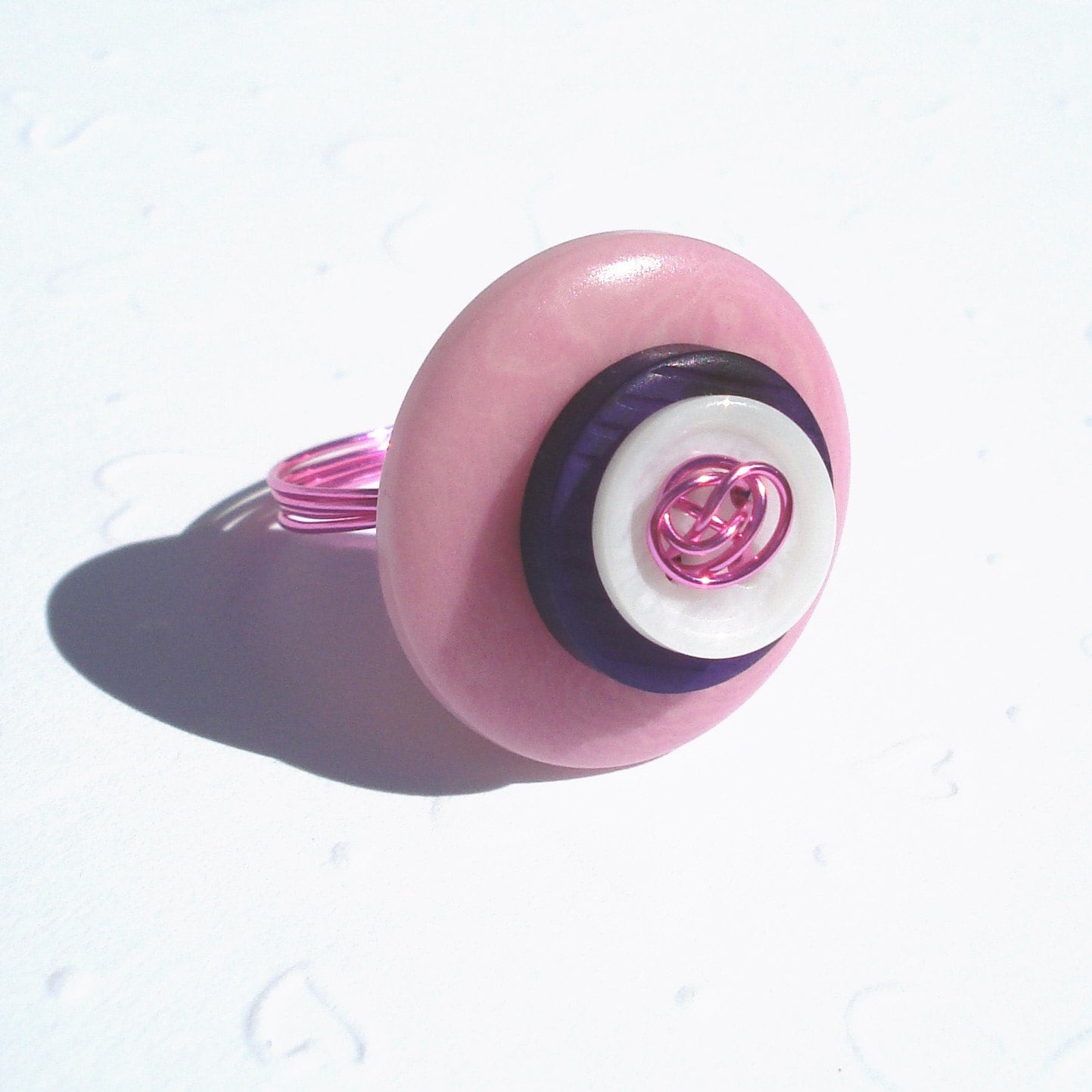 Cotton Candy button ring