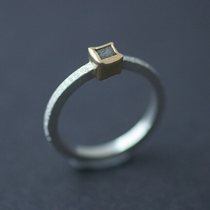 Rough Diamond Ring engagement silver gold jewelry