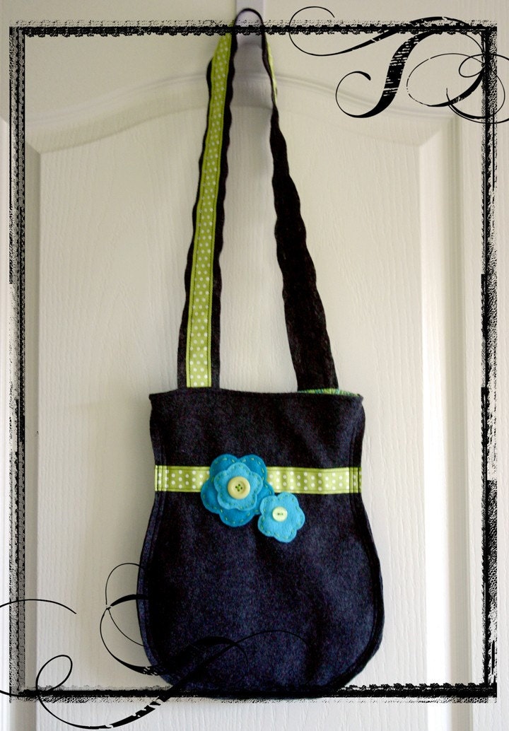 Sweet Kettle Handbag - Turquoise Flower