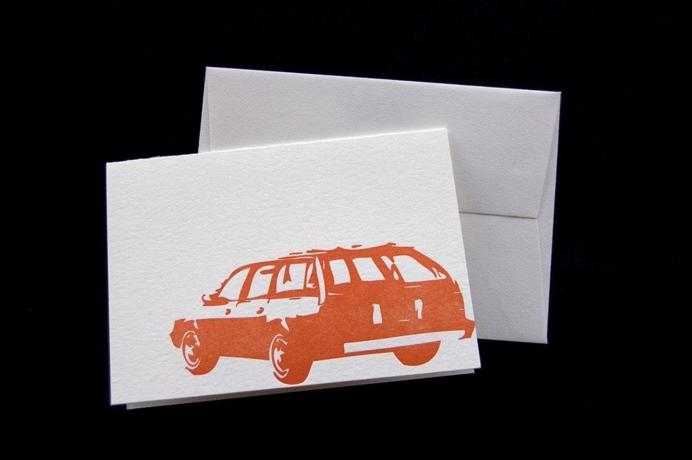 Chevy Station Wagon, letterpress card