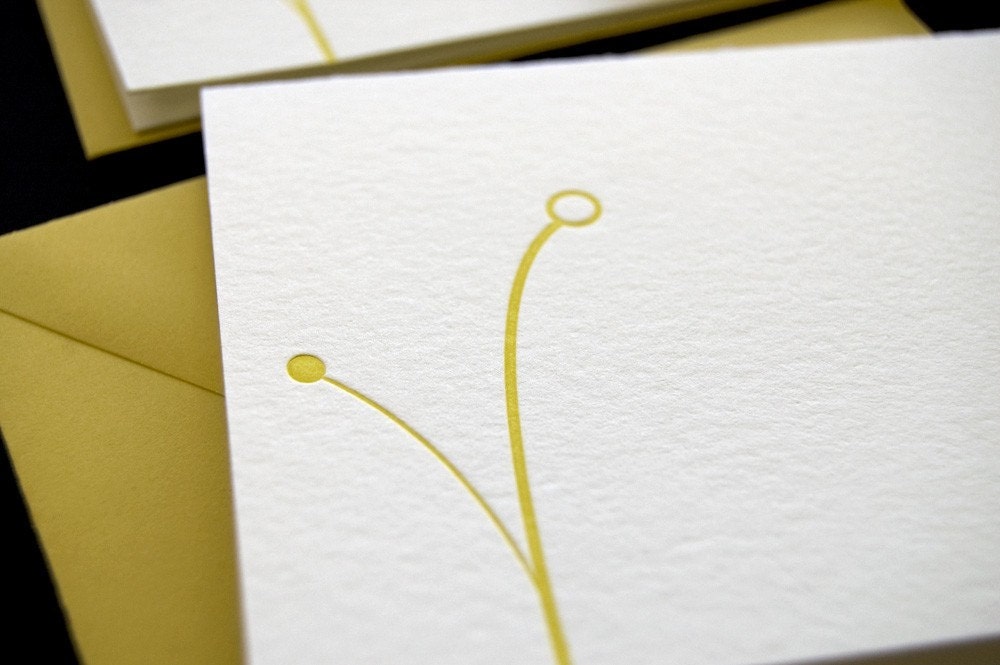 Yellow berries, letterpress card SET