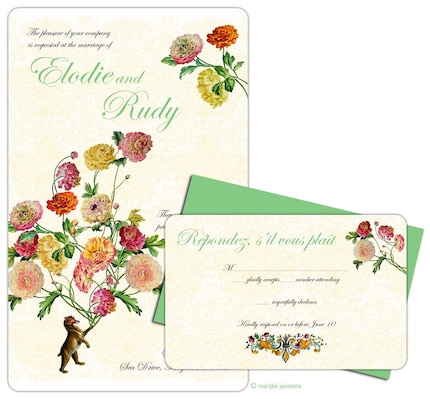 Lucy in the sky with flowers wedding invitation sample set