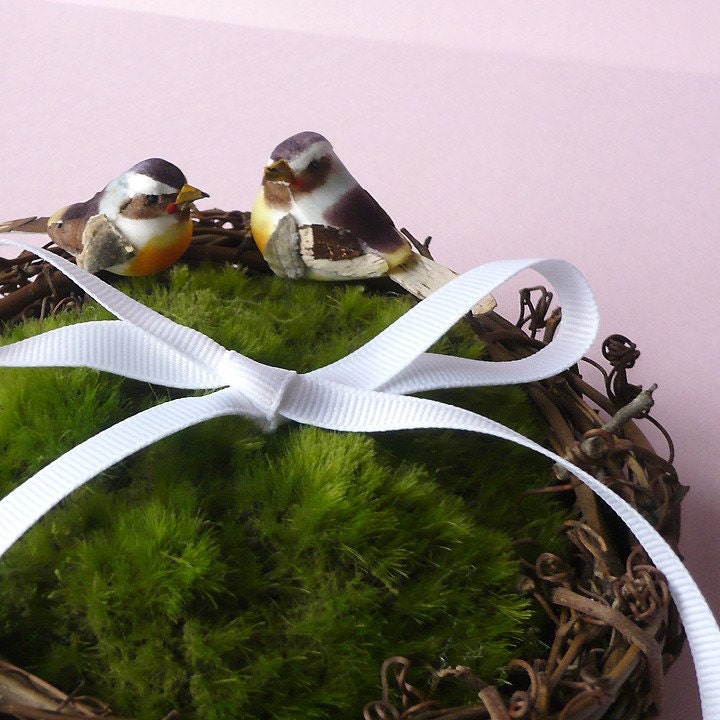 wedding ring bearer pillow moss bird nest cushion