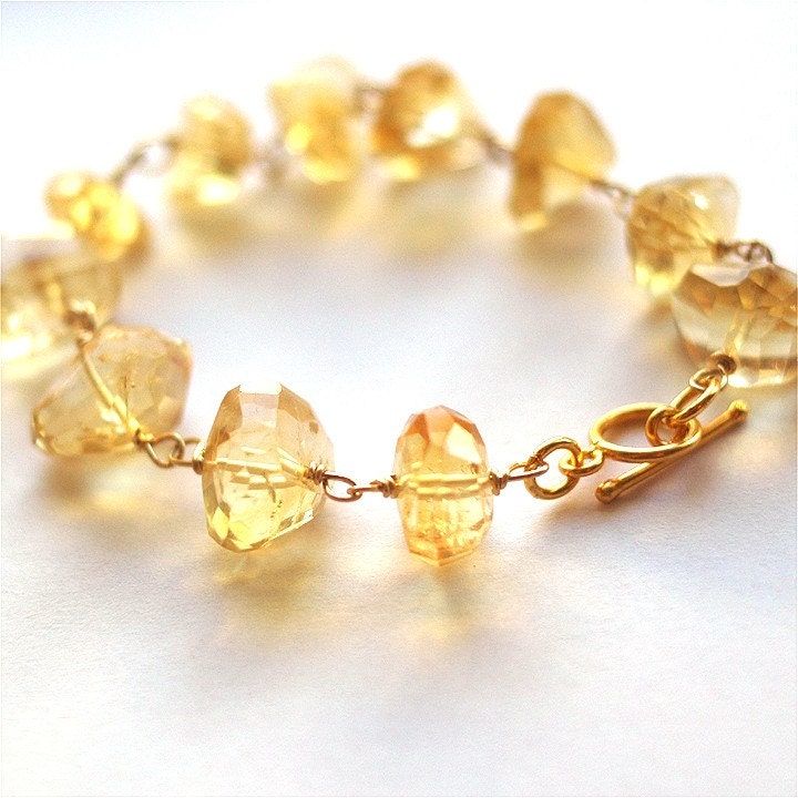 Crystal Honey bracelet - citrine and gold filled vermeil clasp