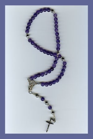 Etsy Beautiful Amythest Rosary Semi Precious with Silver finish Accents