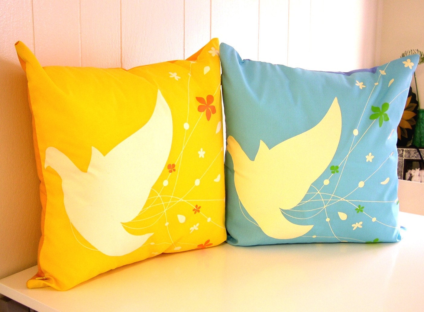 2 Bride Bird Pillows