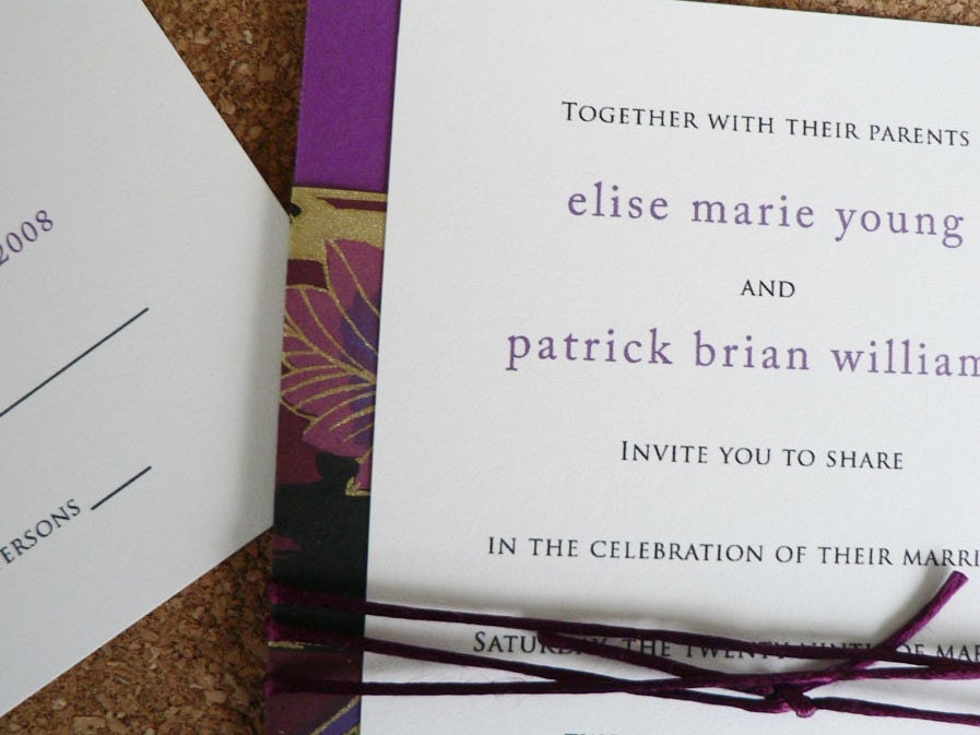 Wedding invitation set - Royal Butterflies purple and gold