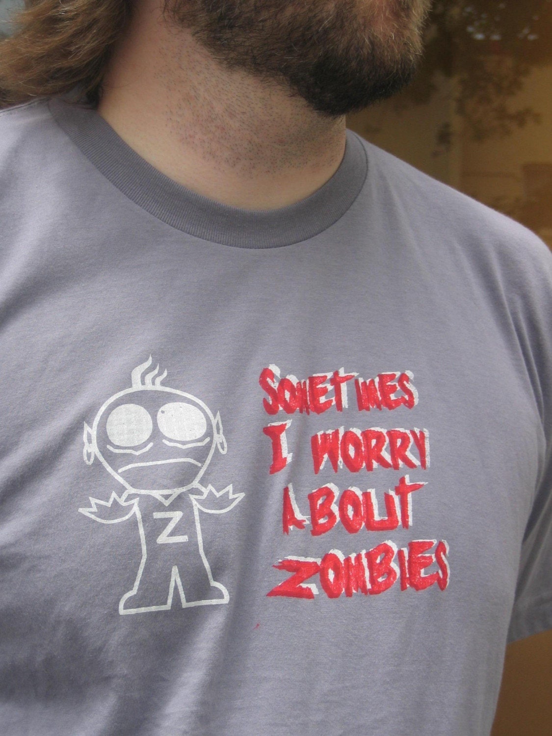 Small AA Unisex Grey Sometimes I Worry about Zombies shirt