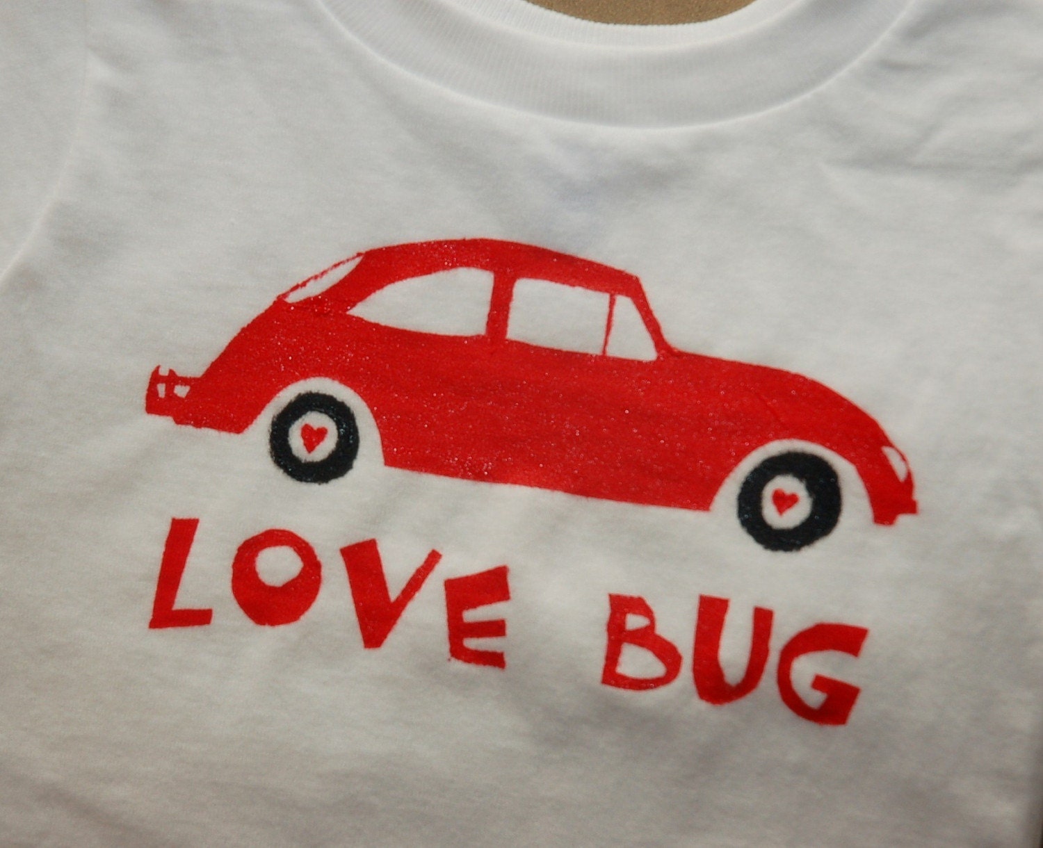 Etsy miniblisscakes Lovebug stencil tee for Your Little Valentine