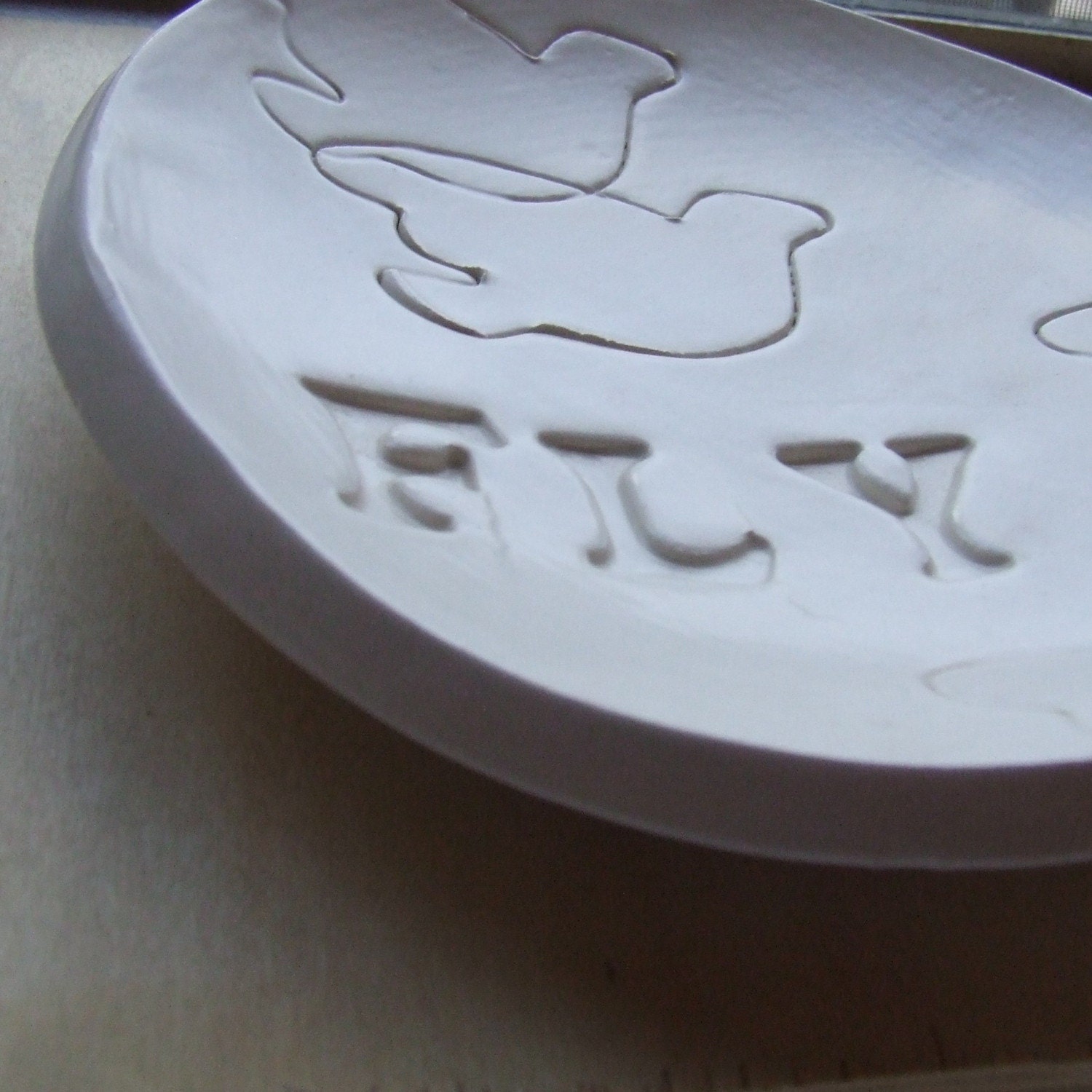 FLY large stamped ceramic text bowl