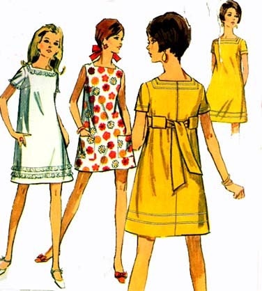 Shift Dress on Vintage 60s Simplicity 7659 Jiffy Mini Shift Dress Sewing Pattern Size