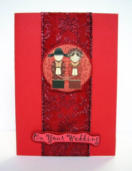 Etsy Wedding Card featuring Traditional Chinese Wedding Costumes 
