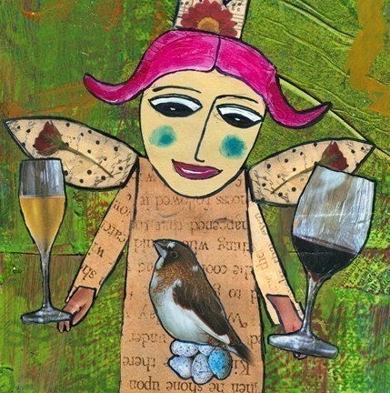 Wine Tops Her Food Pyramid - It is a Tipsy Art Magnet