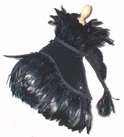 Etsy LestatCouture Victorian Black Velvet and Coque Feather Collar 