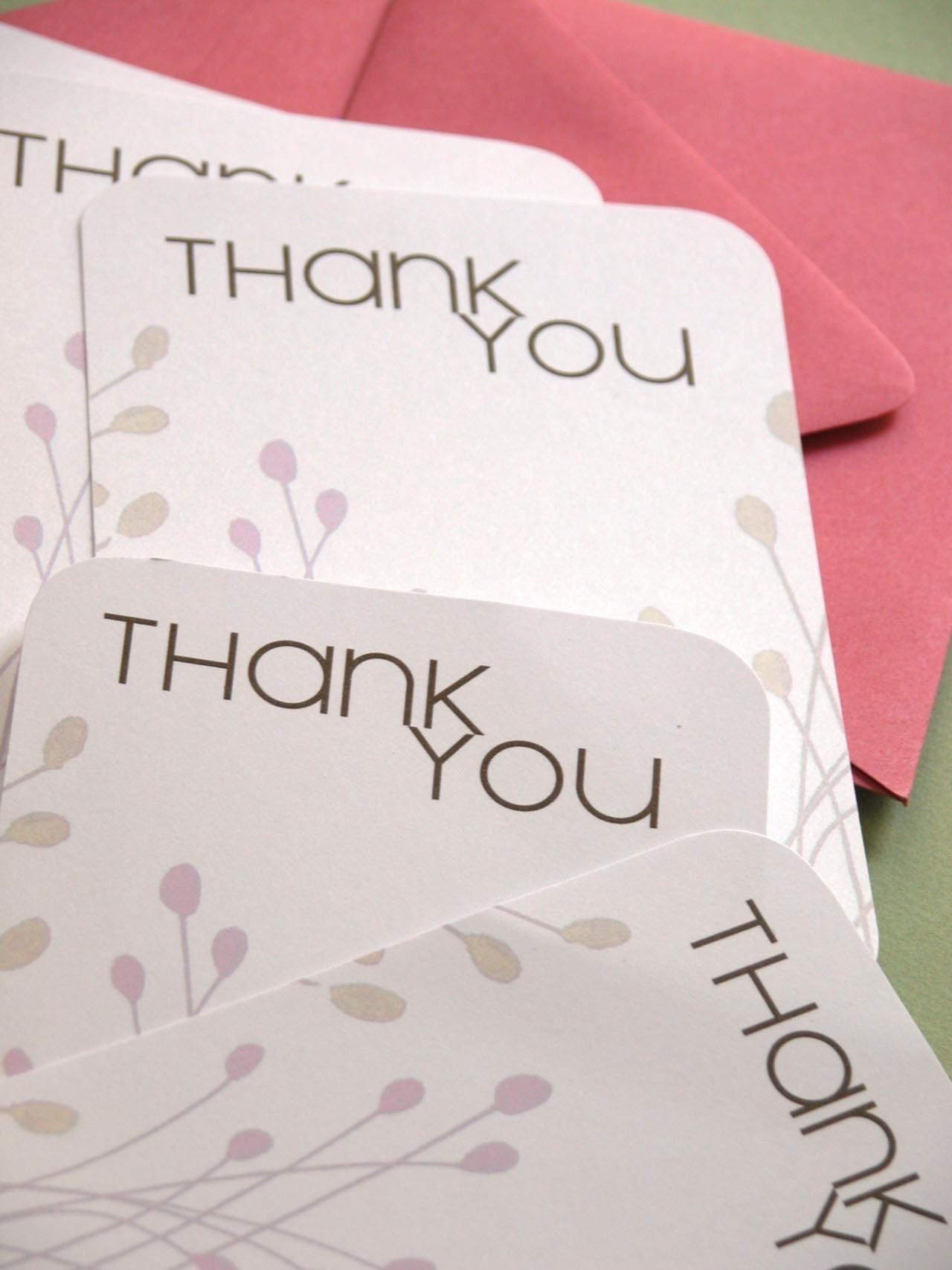 Set of 6 Thank You Cards with Strawberry Envelopes