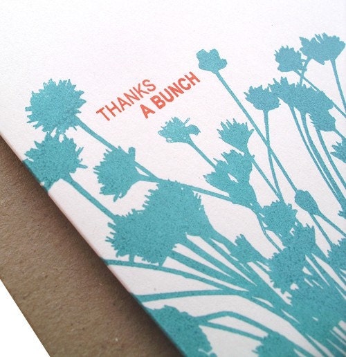thanks a bunch - set of 6 gocco/screen printed botanical cards