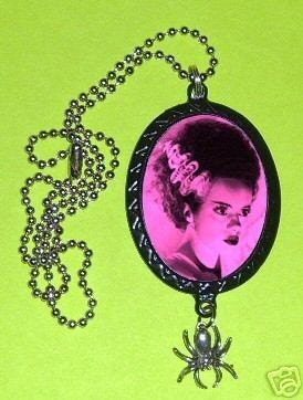Bride of Frankenstein Handmade DIY Necklace with Spider Charm Goth