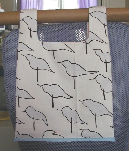 Cute Light Blue Birds Shopping Bag Purse with Pocket Eco Friendly Size Medium