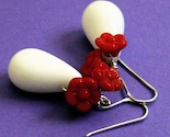 Cherry Blossoms - Sterling Silver Vintage German Glass Earrings