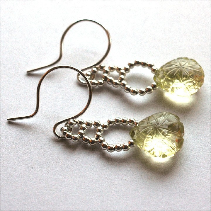 Moon Ladder earrings - sterling and lemon quartz