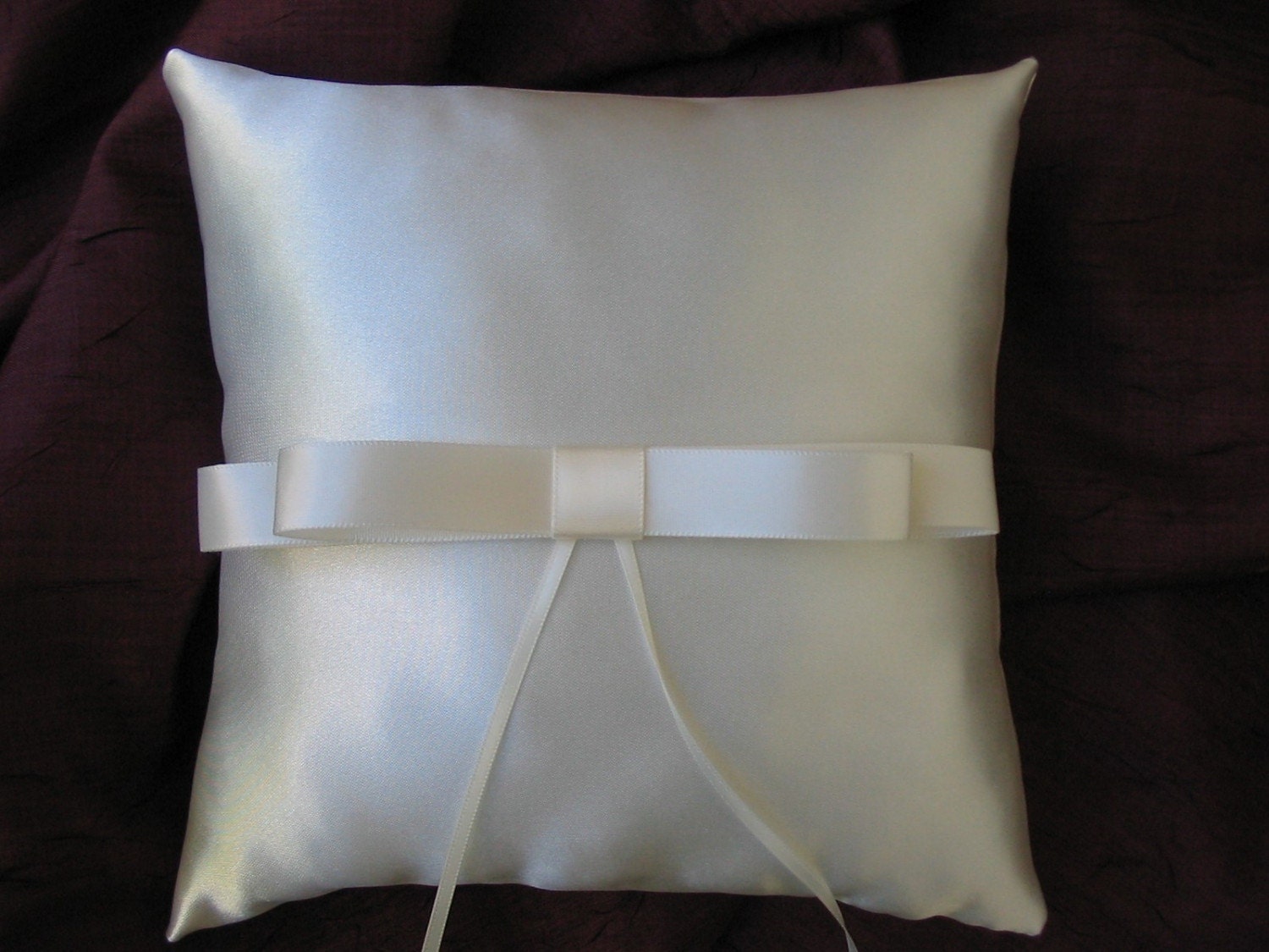 CLASSIC Ivory Satin Wedding Ring Bearer Pillow 