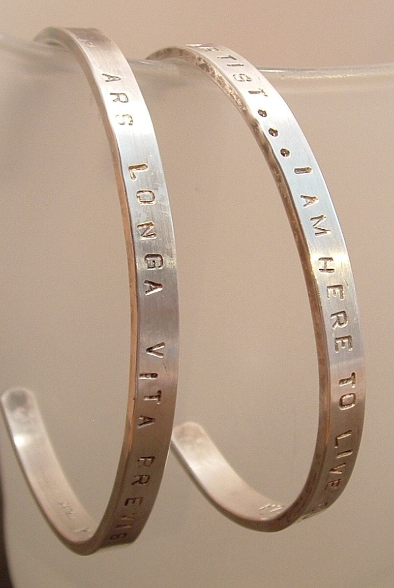 CUSTOM Quotation Inspiration Bracelet YOU CHOOSE Quote Sterling Silver Engraved Hand Stamped