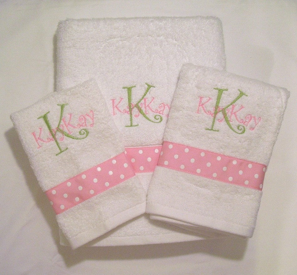 Girls Personalized 3 Piece Towel Set....Design your own