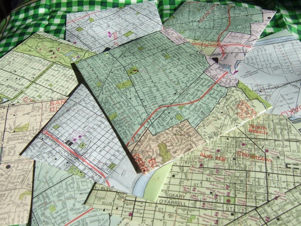 Set of 15 recycled map envelopes