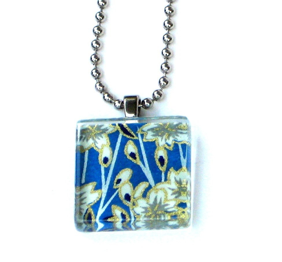 something borrowed.... mini glass tile pendant necklace
