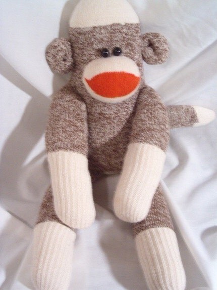 Traditional Rockford Red Heel Sock Monkey Made from Vintage Socks