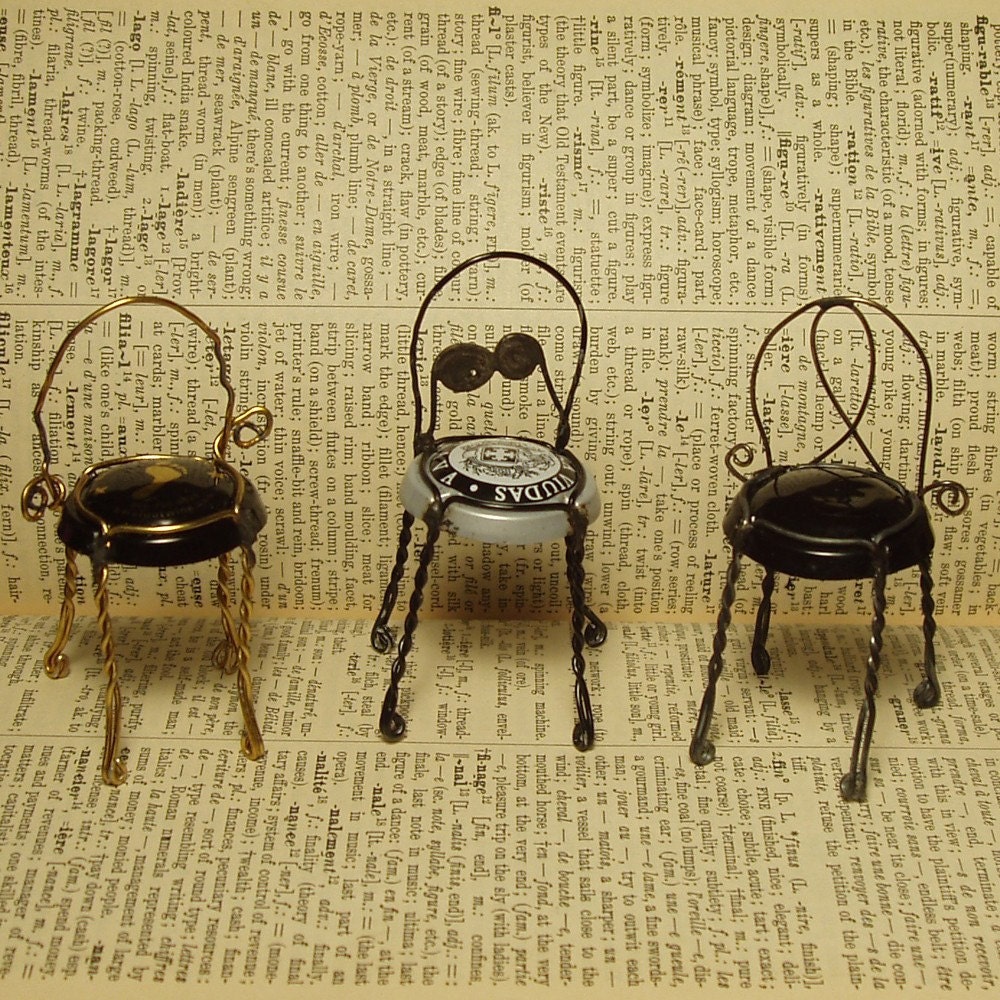 Petite Champagne Wire Bistro Chair Trio
