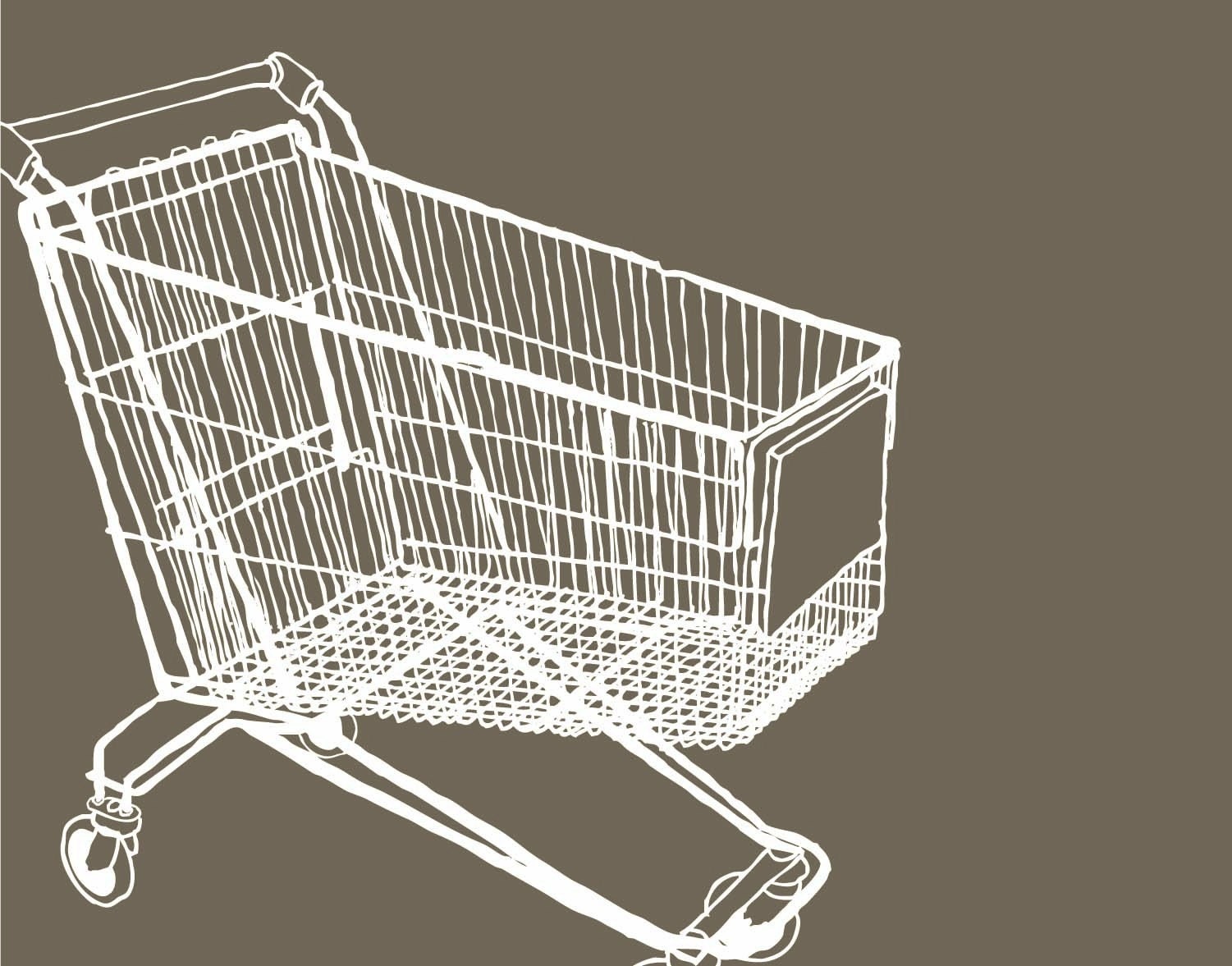 shopping cart silkscreen print